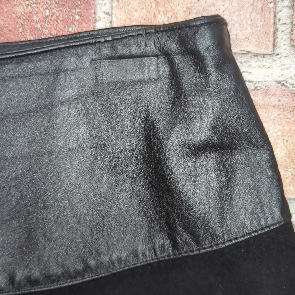 Vintage 80's Interim Black Suede Leather‎ Pencil Mini High Rise Skirt size 13